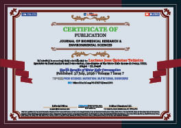 Certificate of Publication — Health Benefits of Water Kefir Consumption