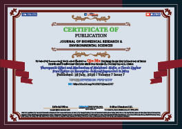 Certificate of Publication — Therapeutic Effect and Mechanism of Maizhuni-Nujia, a Classic Uyghur Prescription on Reserpine-Induced Depression in Mice